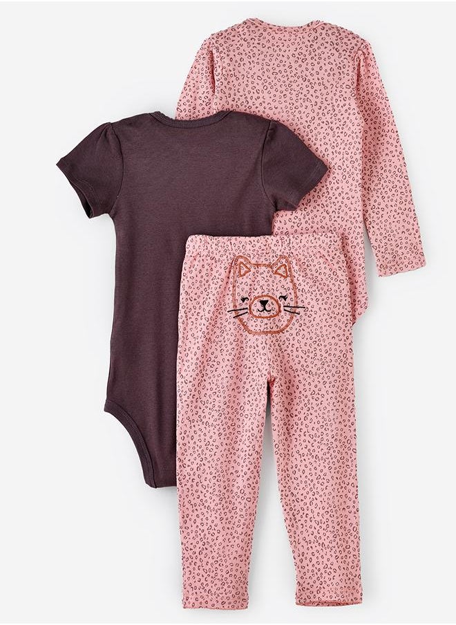 Happy Kitty 3-Piece Baby bodysuit Set