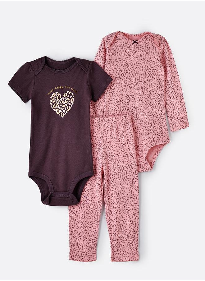 Happy Kitty 3-Piece Baby bodysuit Set