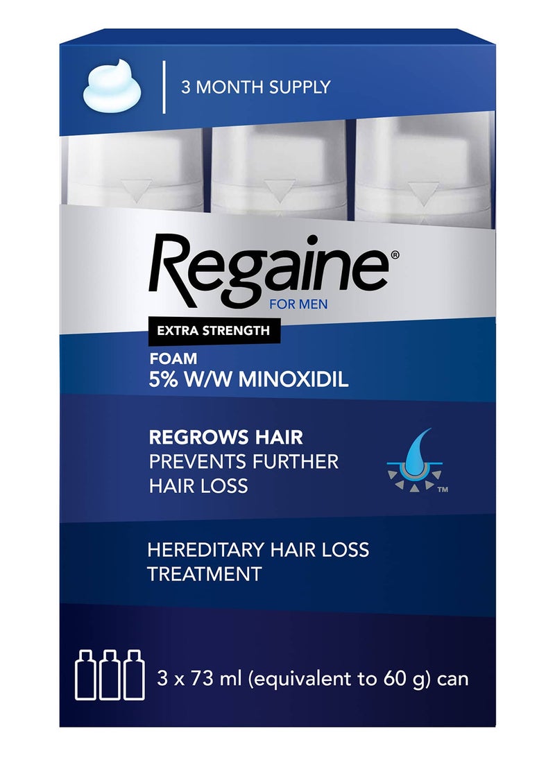 Men 5% Minoxidil Extra Strength Topical Hair Regrowth Foam 73Ml, Pack Of 3'S