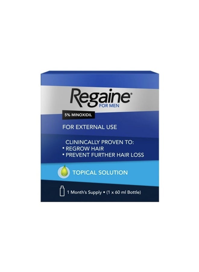 Regaine For Men 5% Minoxidil Topical Solution – 1 Month’s Supply, 60 ml Bottle – Clinically Proven to Regrow Hair & Prevent Further Hair Loss