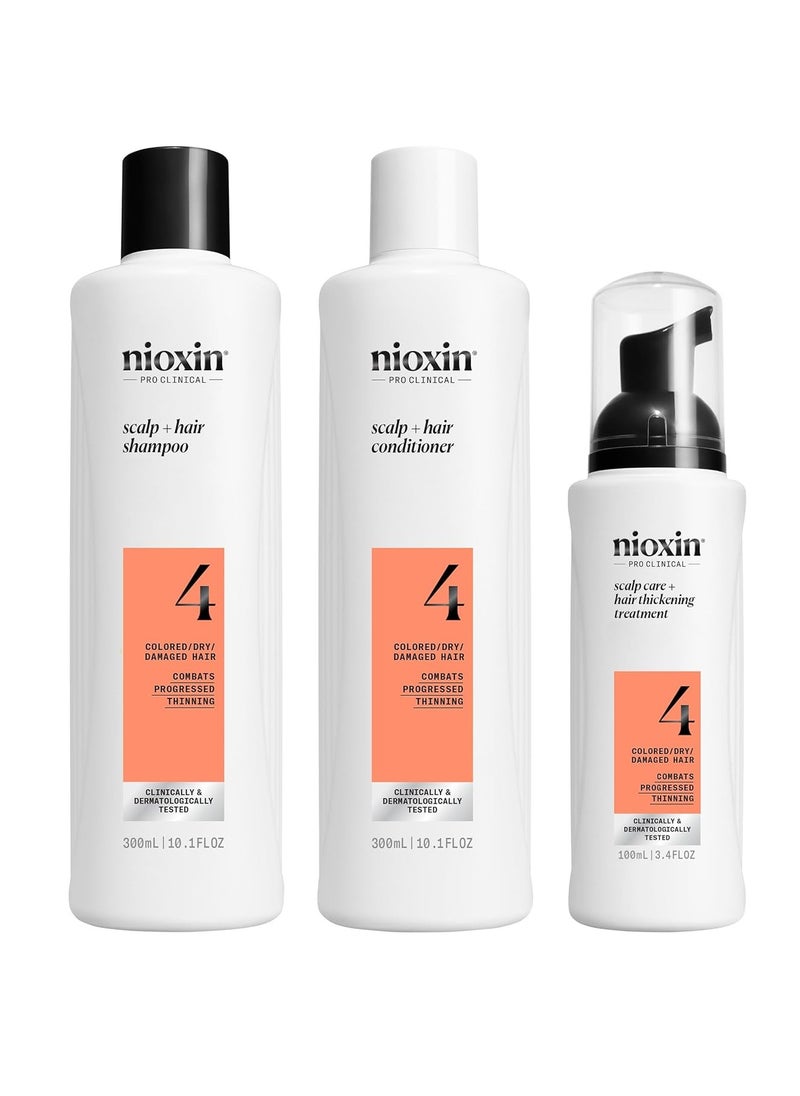 Nioxin Scalp + Hair Thickening System Kits | For Natural, Colored, & Damaged Hair with Light to Progressed Thinning | Strengthen & Boost Hair Density with Niacinamide & Biotin | 3 Month Supply