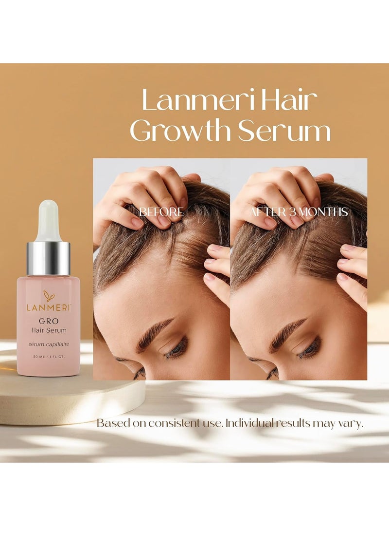 Lanmeri Vegan Hair Growth Serum - Natural Hair Regrowth and Hair Loss Treatments for Women & Men - Scalp Serum for Thinning Hair - Fuller, Thicker and Healthier Hair in 90 Days, All Hair Types