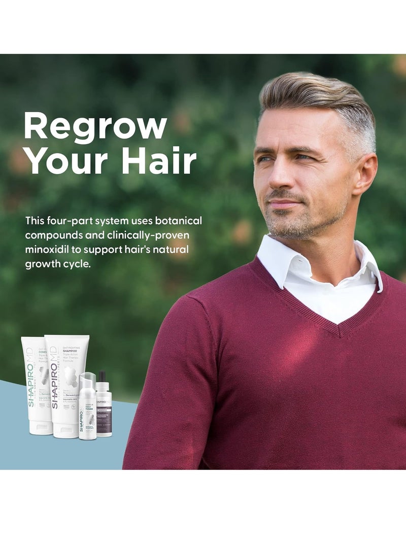 Men’s Regrowth Kit Plus: Shampoo, Conditioner, 5% Minoxidil, Leave-In Foam. Complete Anti Hair Loss and Thinning Hair Solution for Men, 1 Month Supply