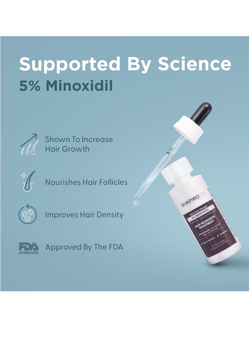 Men’s Regrowth Kit Plus: Shampoo, Conditioner, 5% Minoxidil, Leave-In Foam. Complete Anti Hair Loss and Thinning Hair Solution for Men, 1 Month Supply