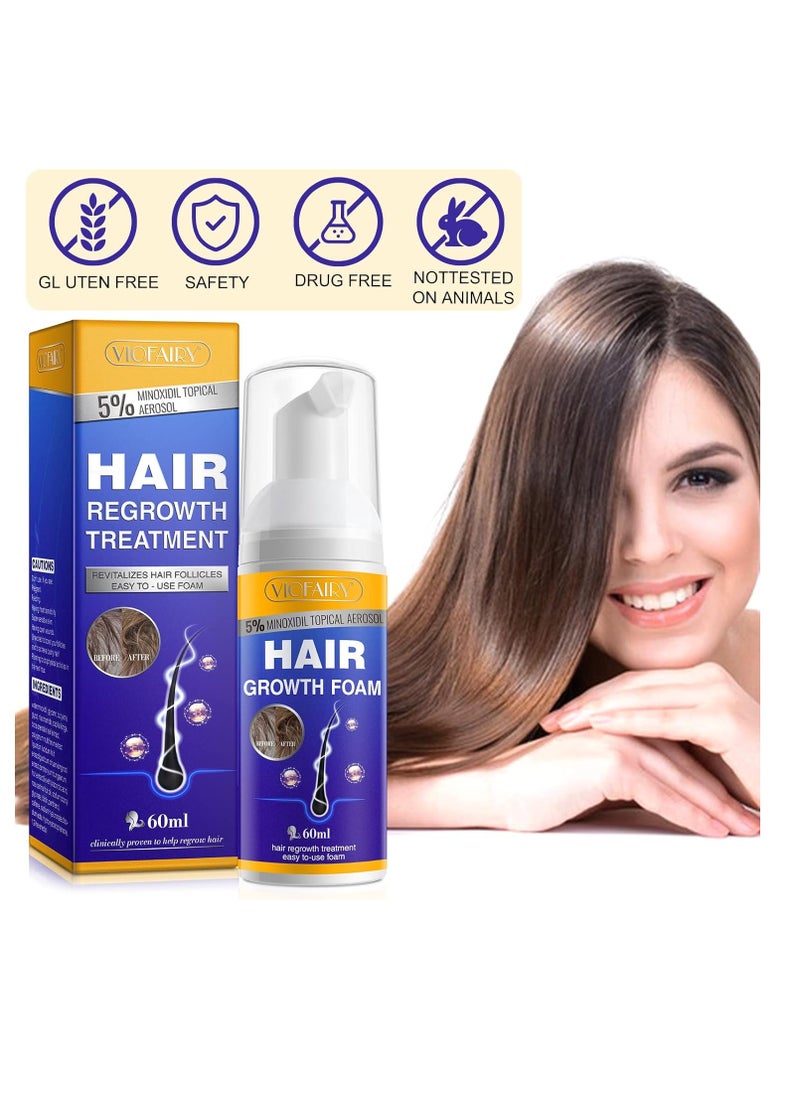 5% Minoxidil Hair Growth Foam - Unscented, For Men & Women, Helps Stop Hair Thinning & Loss, Natural Growth Treatment, Biotin, 2 Ounce (Pack of 2)