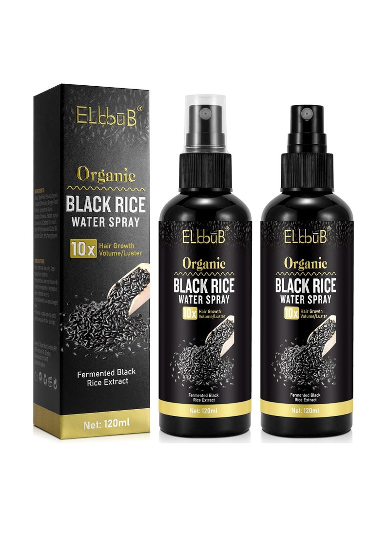 Black Rice Water Hair Growth Serum Spray - Natural Vegan Hair Regrowth Treatment for Men & Women with Castor Oil and Ginger - Ideal for Damaged, Dry Hair - Enhances Thickness, Length, Luster
