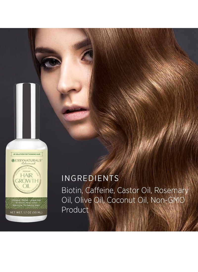 Essynaturals Hair Growth Oil with Biotin - Caffeine and Castor Oil for Fuller, Thicker, Longer Hair