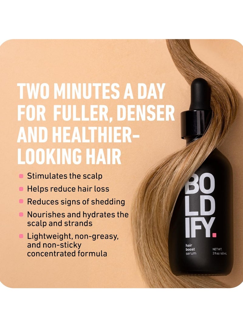 BOLDIFY Hair Growth Serum - 2 oz, 30 Natural Boosters + 4 Clinically Proven Peptides, Lightweight Non-Greasy Scalp Treatment for Thicker, Fuller Hair for Women & Men