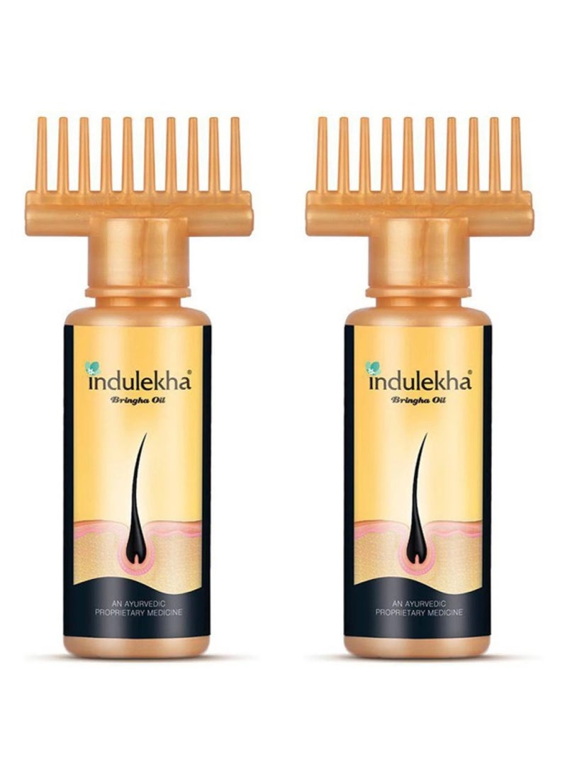 2-Piece Bhringa Hair Oil Set With Applicator Comb 2 x 100ml