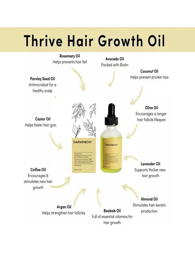 Thrive Hair Oil To Help  Stimulate New Hair Growth And Strengthen Hair Follicles，Improve Frizz Nourish And Repair Hair 60ML