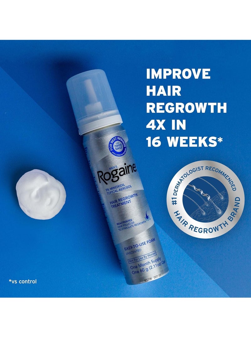 Men's Rogaine 5% Minoxidil Foam for Hair Loss and Hair Regrowth, Topical Treatment for Thinning Hair, 3-Month Supply 2.11 Ounce, 3 Countounce