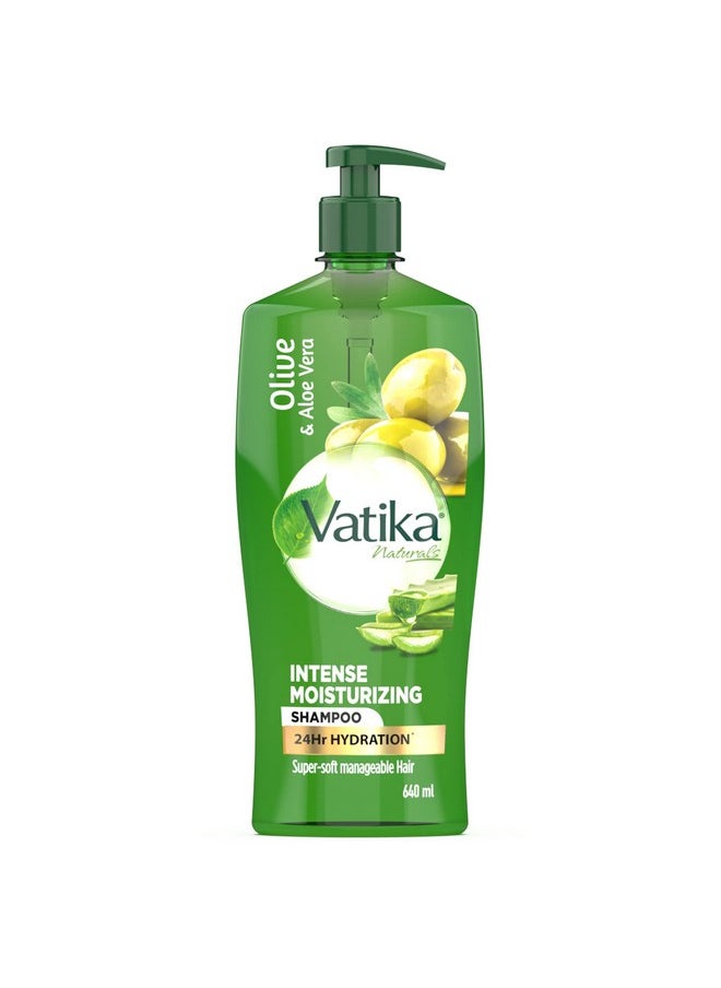 Vatika Aloe Vera & Olive Intense Moisturising Shampoo-640Ml | Upto 24 Hour Hydration | With Goodness Of Vitamin E | Nourishes And Strengthens Damaged Hair | For Dry And Frizz-Free Hair