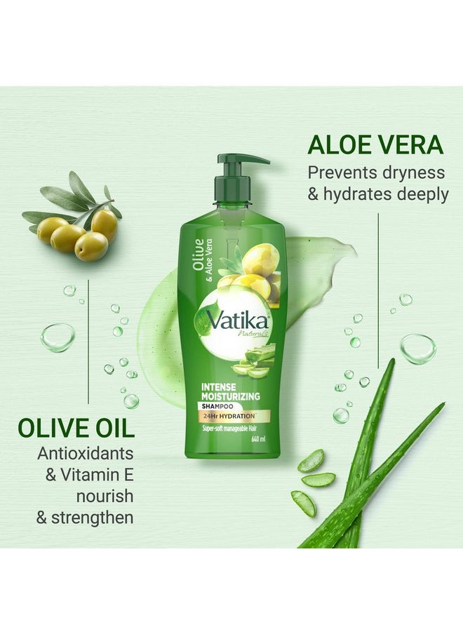 Vatika Aloe Vera & Olive Intense Moisturising Shampoo-640Ml | Upto 24 Hour Hydration | With Goodness Of Vitamin E | Nourishes And Strengthens Damaged Hair | For Dry And Frizz-Free Hair