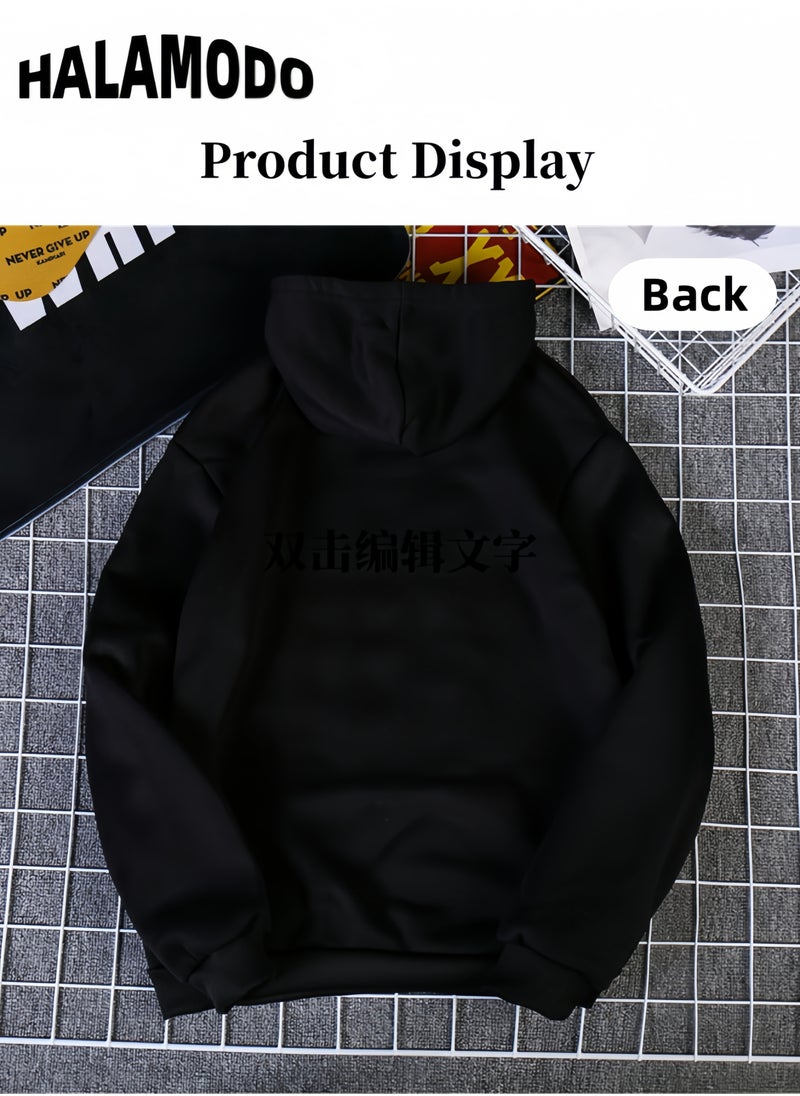 Unisex Hoodies Long-Sleeved Printed Tops Casual Sweatshirts Soft Sportswear Fashion Youth Pullovers with Drawstrings and Large Pockets for Daily Wear