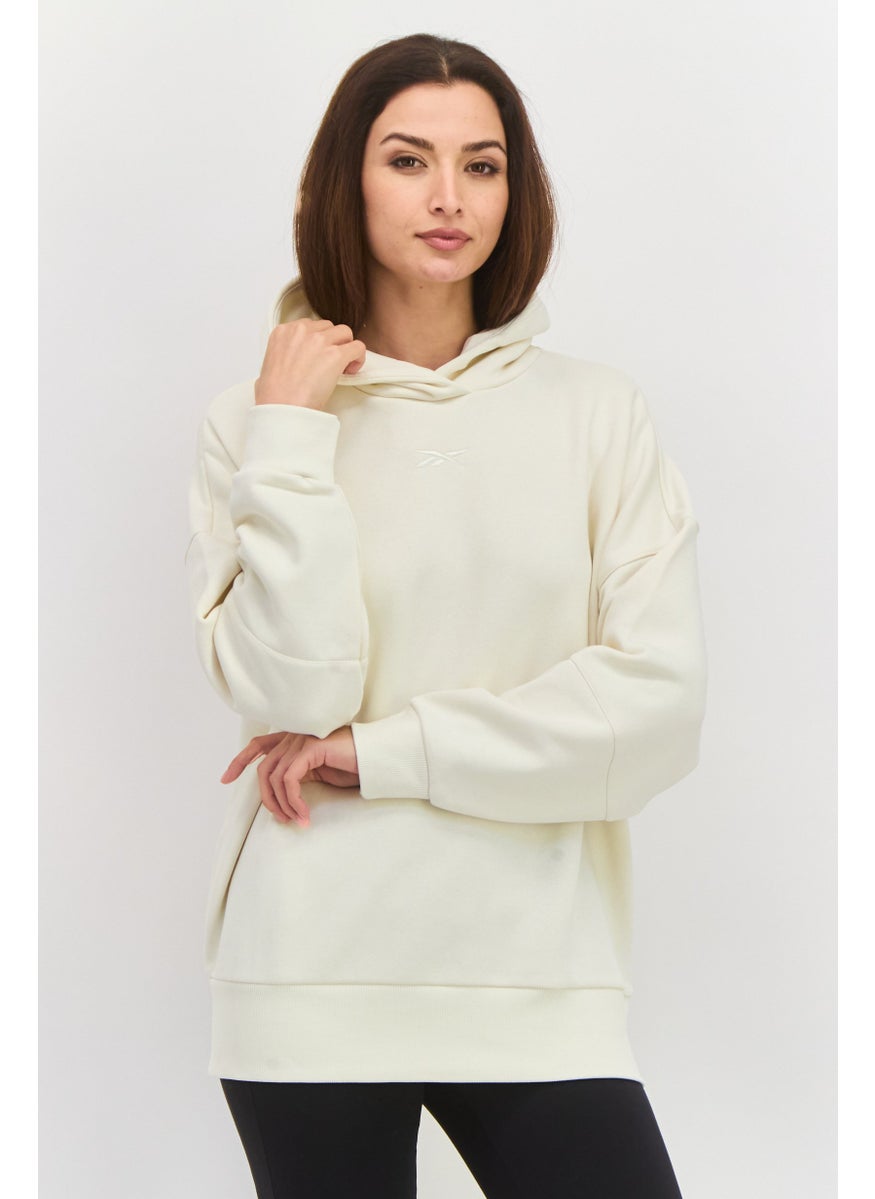 Women Sportswear Long Sleeves Outdoor Sweatshirt, Cream