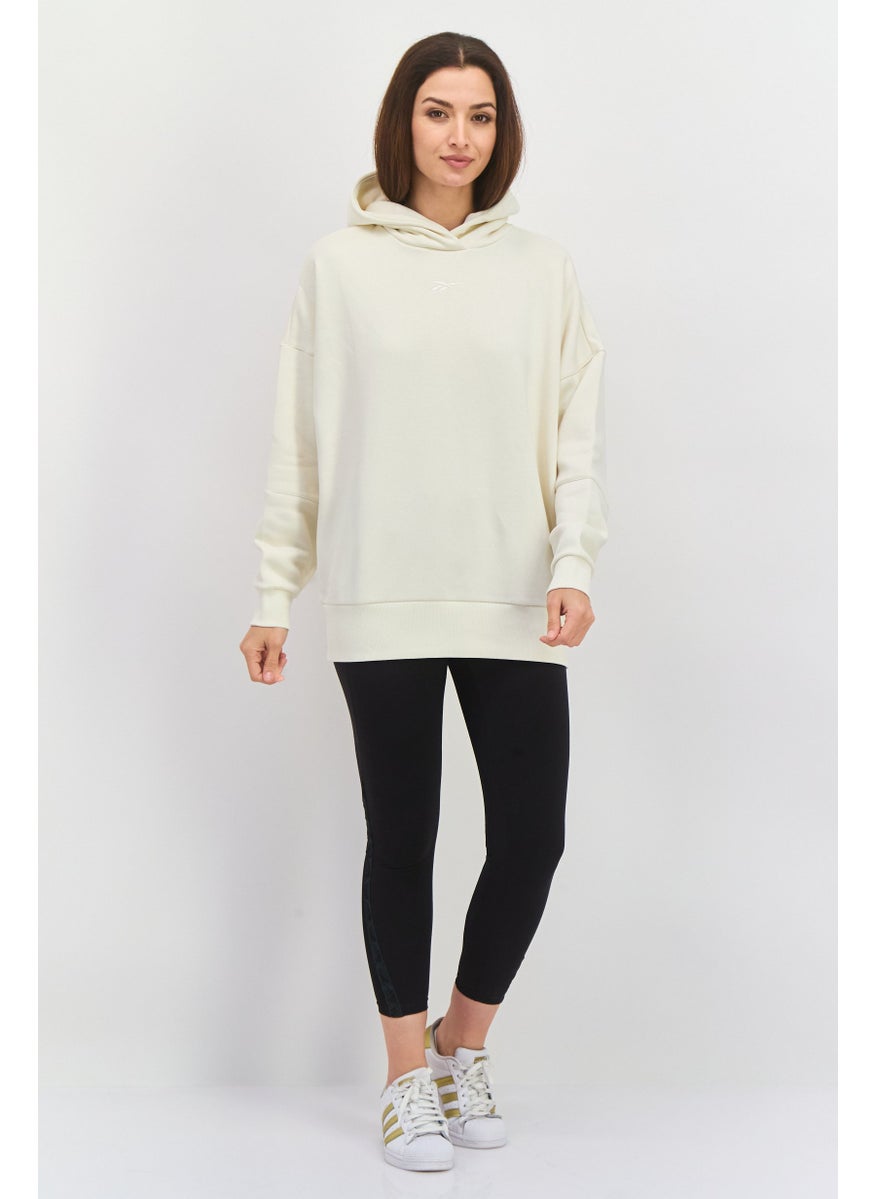 Women Sportswear Long Sleeves Outdoor Sweatshirt, Cream