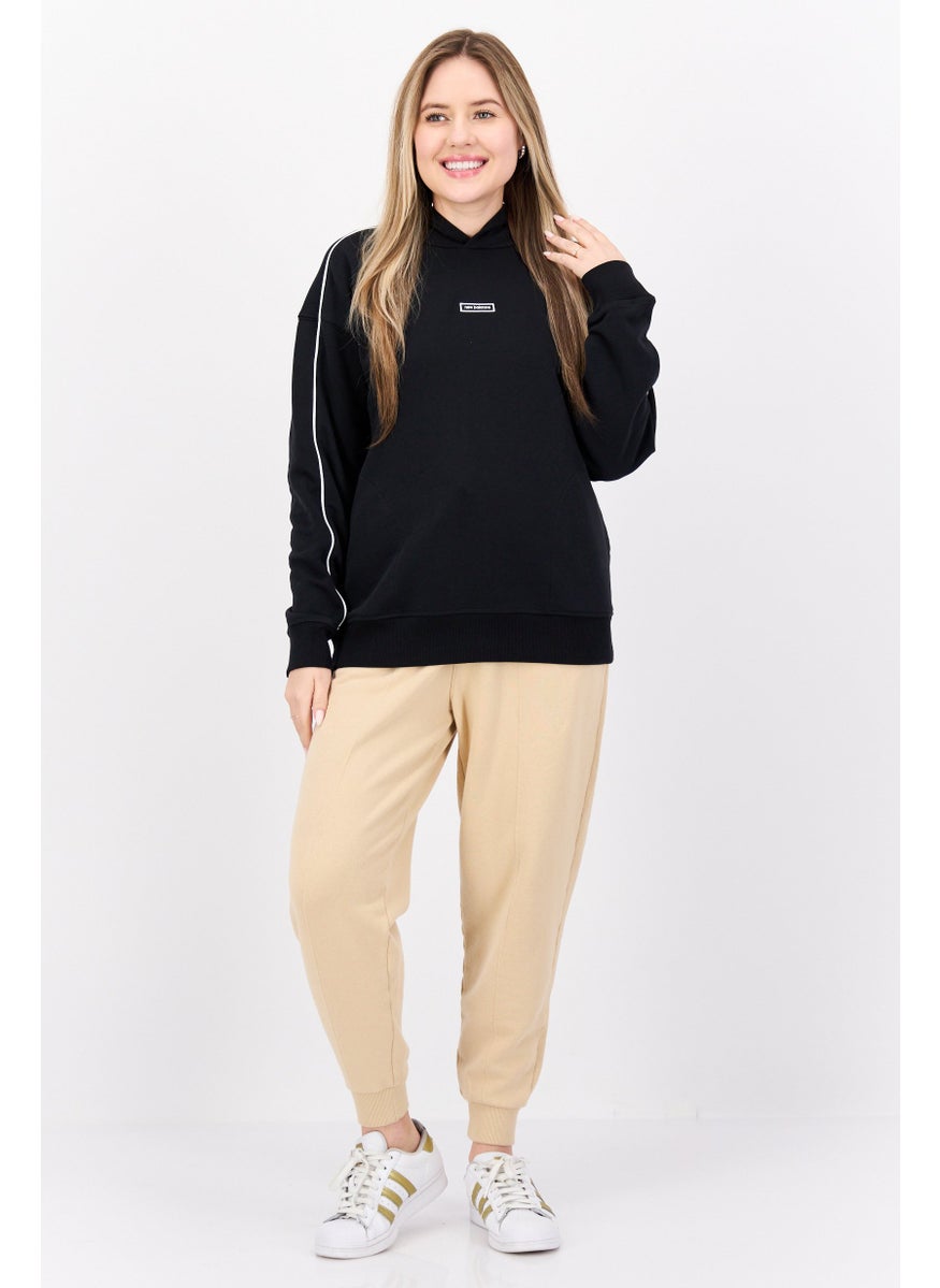 Women Sportswear Fit Long Sleeve Outdoor Hoodies, Black