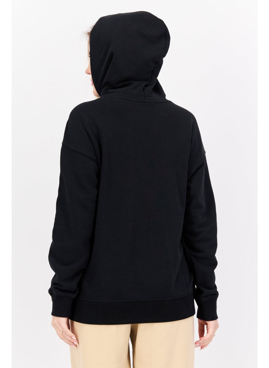 Women Sportswear Fit Long Sleeve Outdoor Hoodies, Black