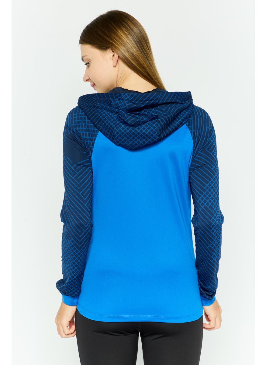 Women Slim Fit Training Hoodie, Blue Combo