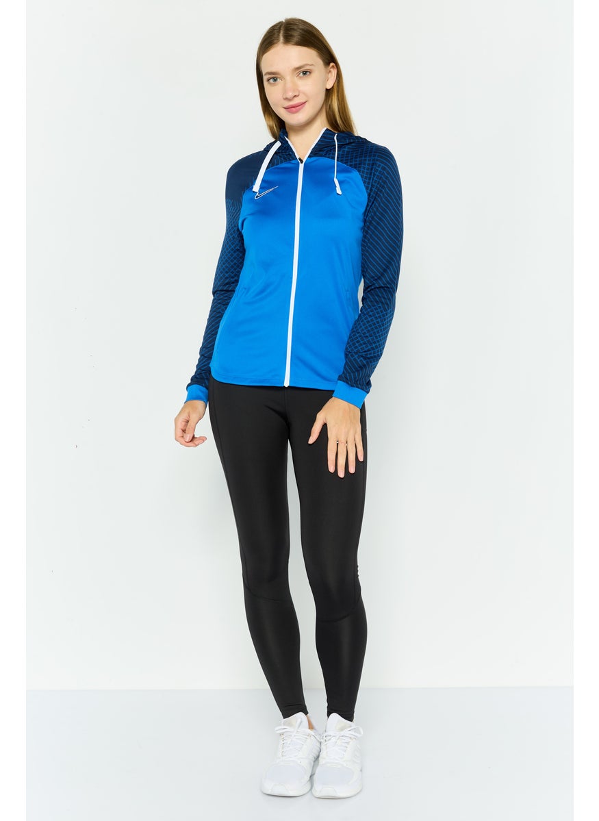 Women Slim Fit Training Hoodie, Blue Combo