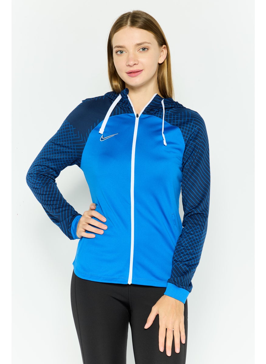 Women Slim Fit Training Hoodie, Blue Combo