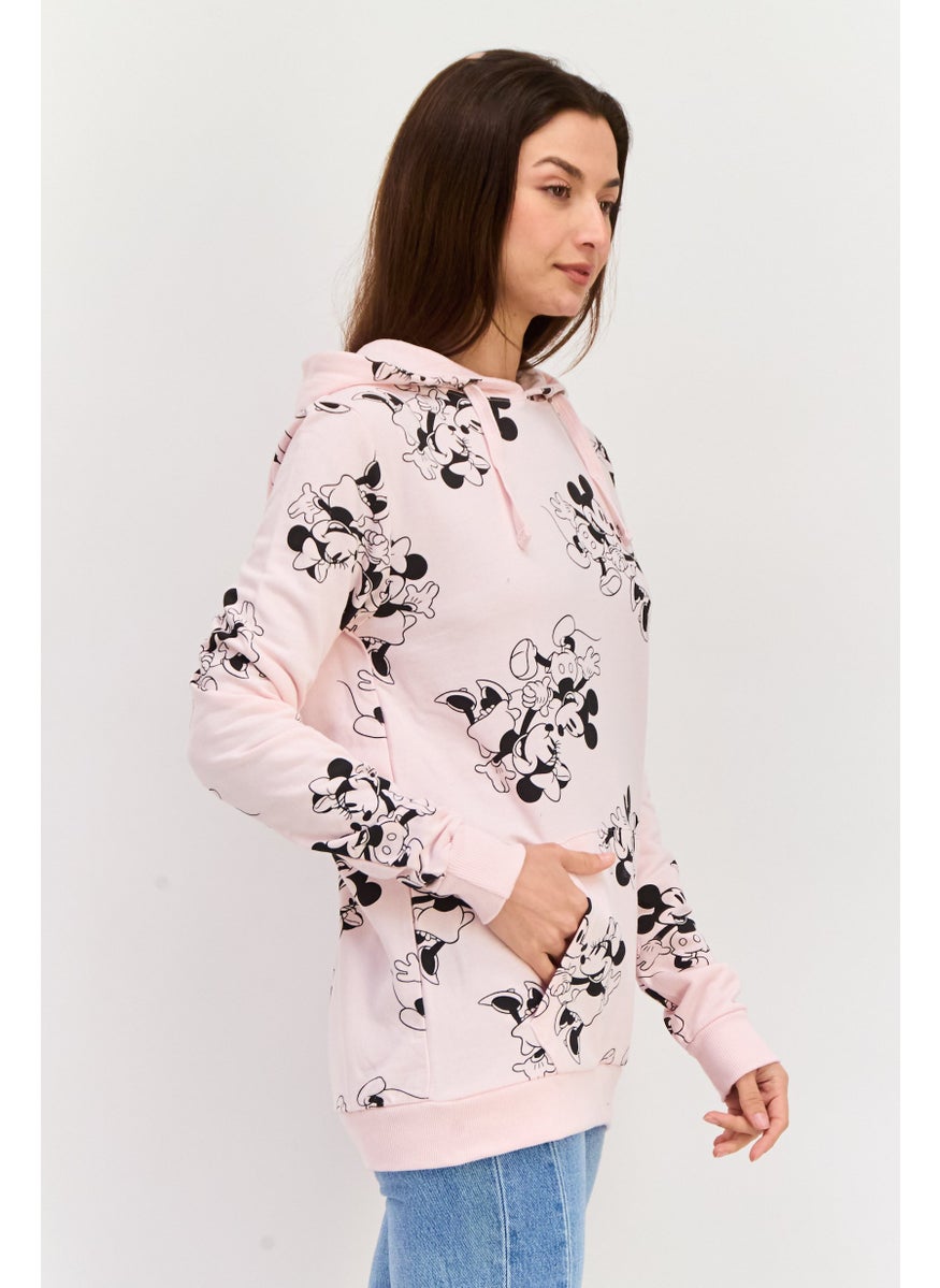 Women Hooded Micky Mouse Sweatshirt, Pink