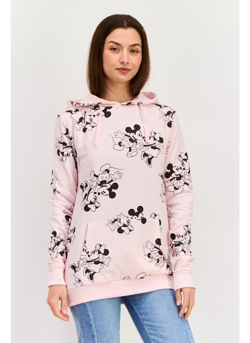 Women Hooded Micky Mouse Sweatshirt, Pink