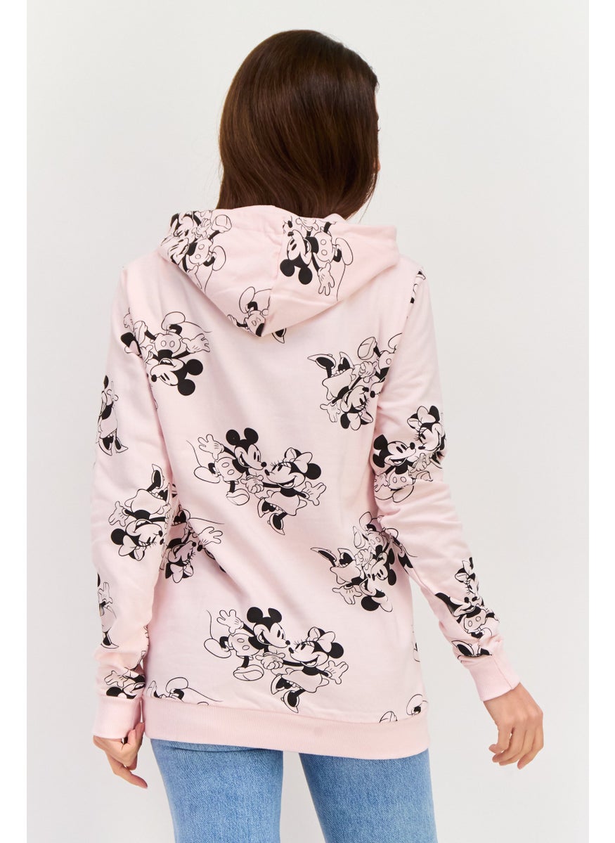 Women Hooded Micky Mouse Sweatshirt, Pink