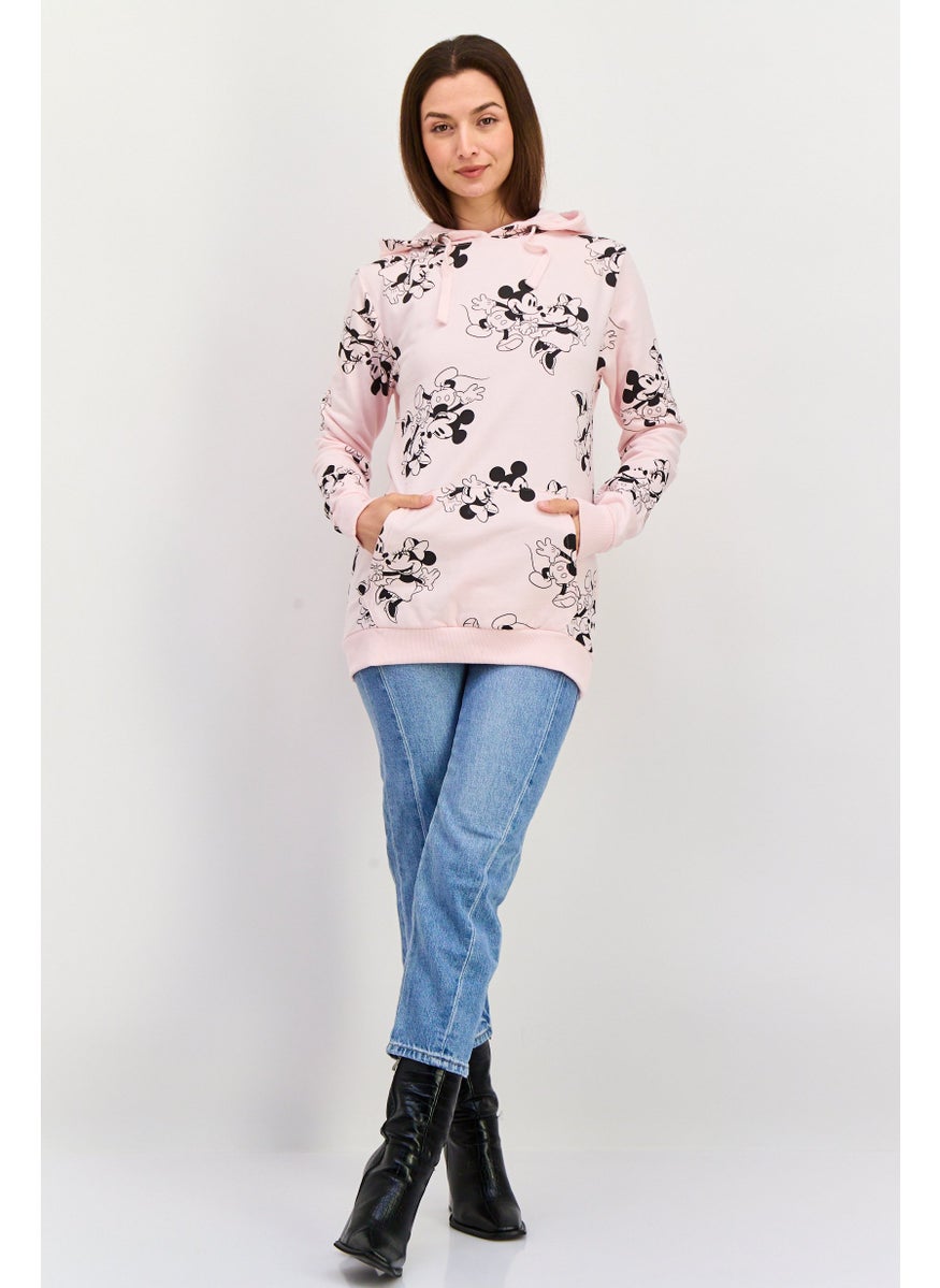 Women Hooded Micky Mouse Sweatshirt, Pink