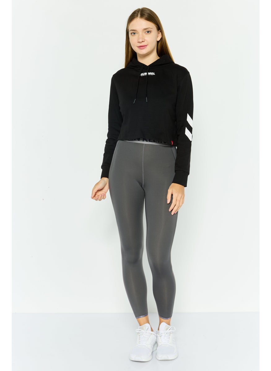 Women Sportswear Fit Long Sleeve Training Cropped Hoodies, Black