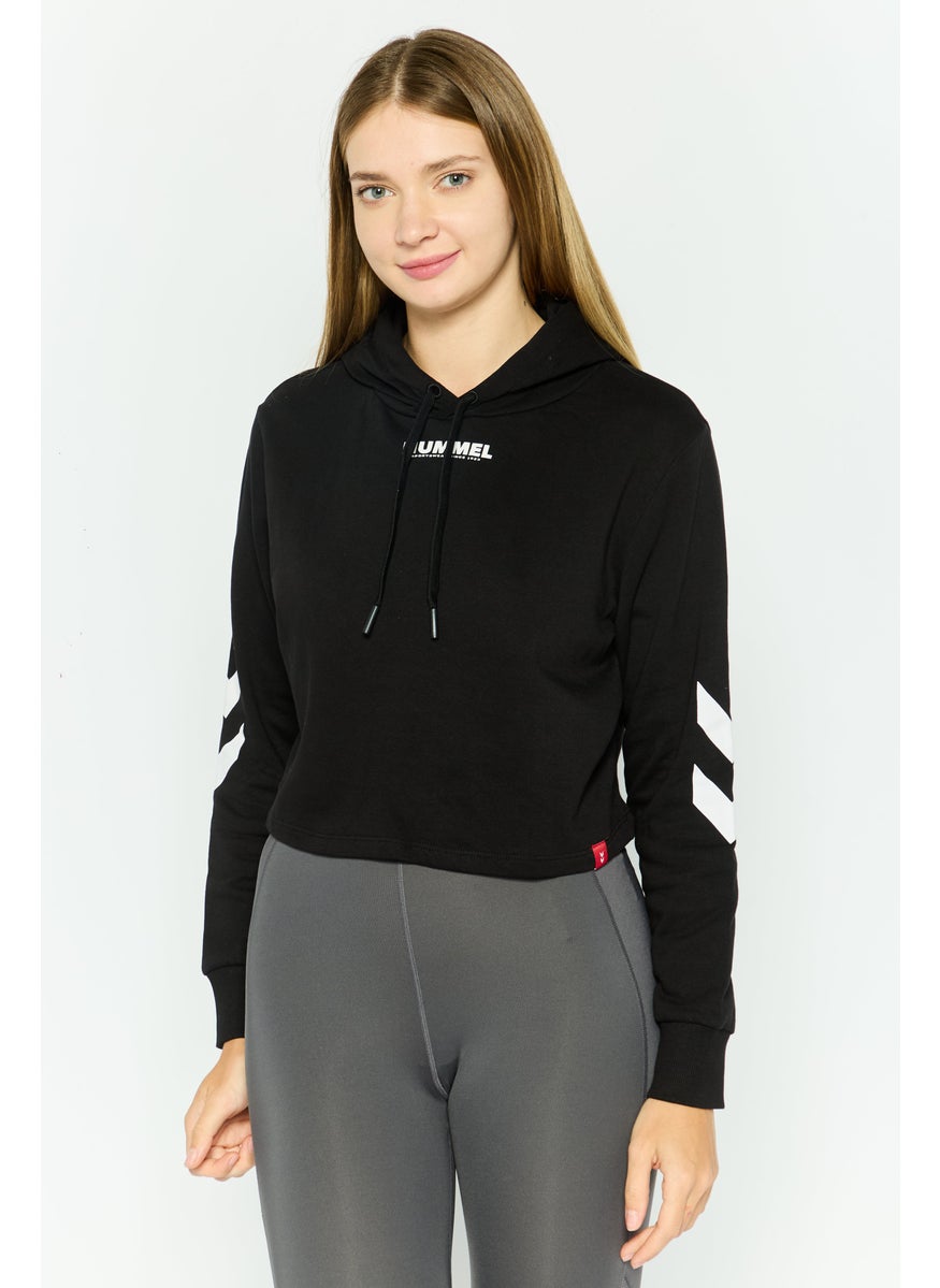 Women Sportswear Fit Long Sleeve Training Cropped Hoodies, Black