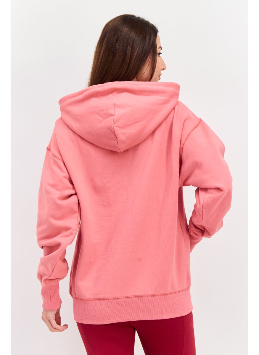 Women Solid Long Sleeve Hoodie, Rose