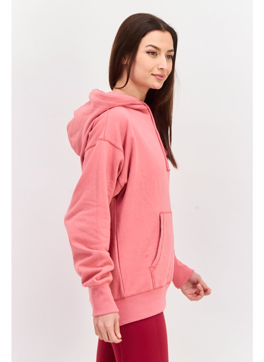 Women Solid Long Sleeve Hoodie, Rose