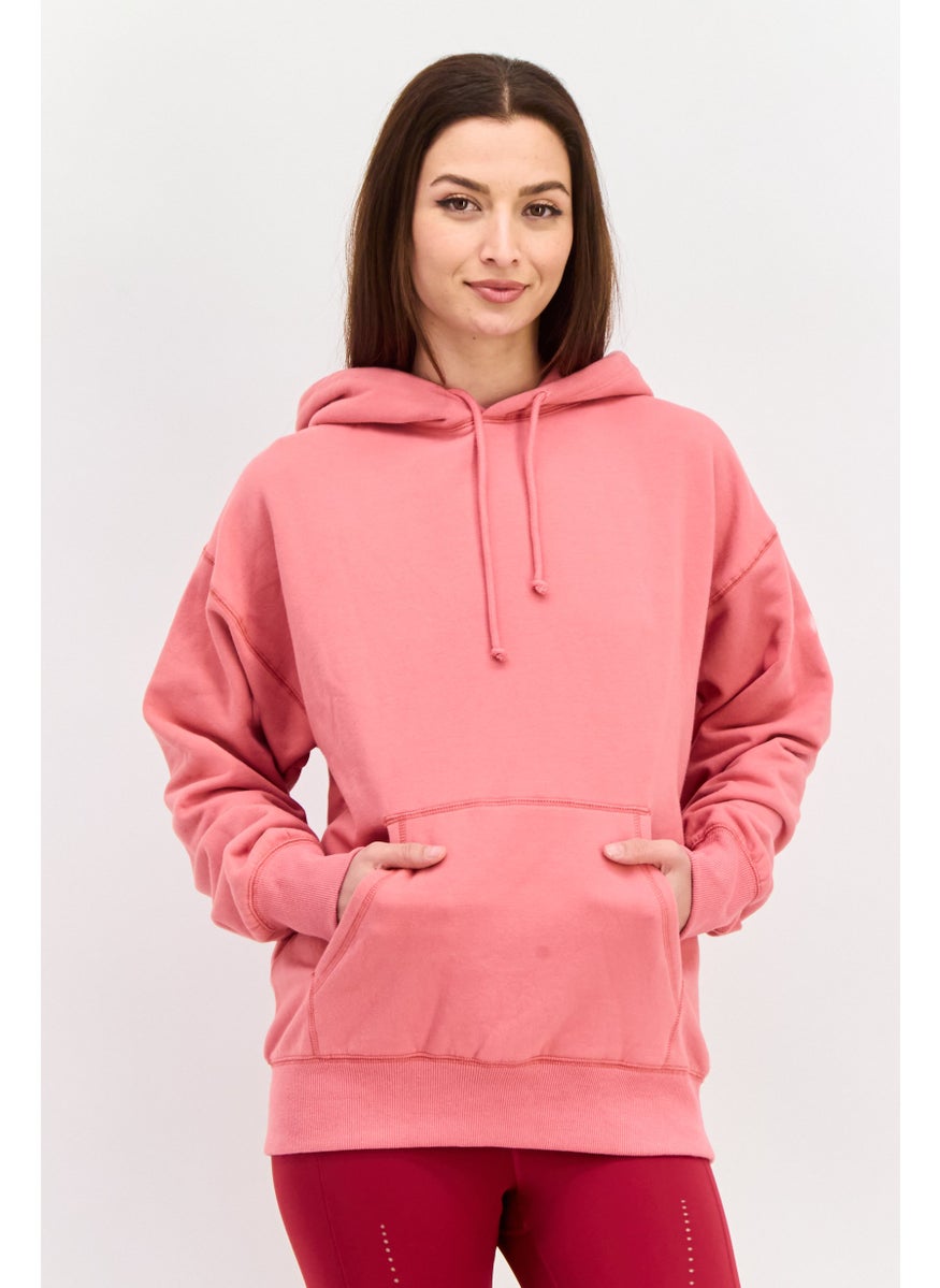 Women Solid Long Sleeve Hoodie, Rose