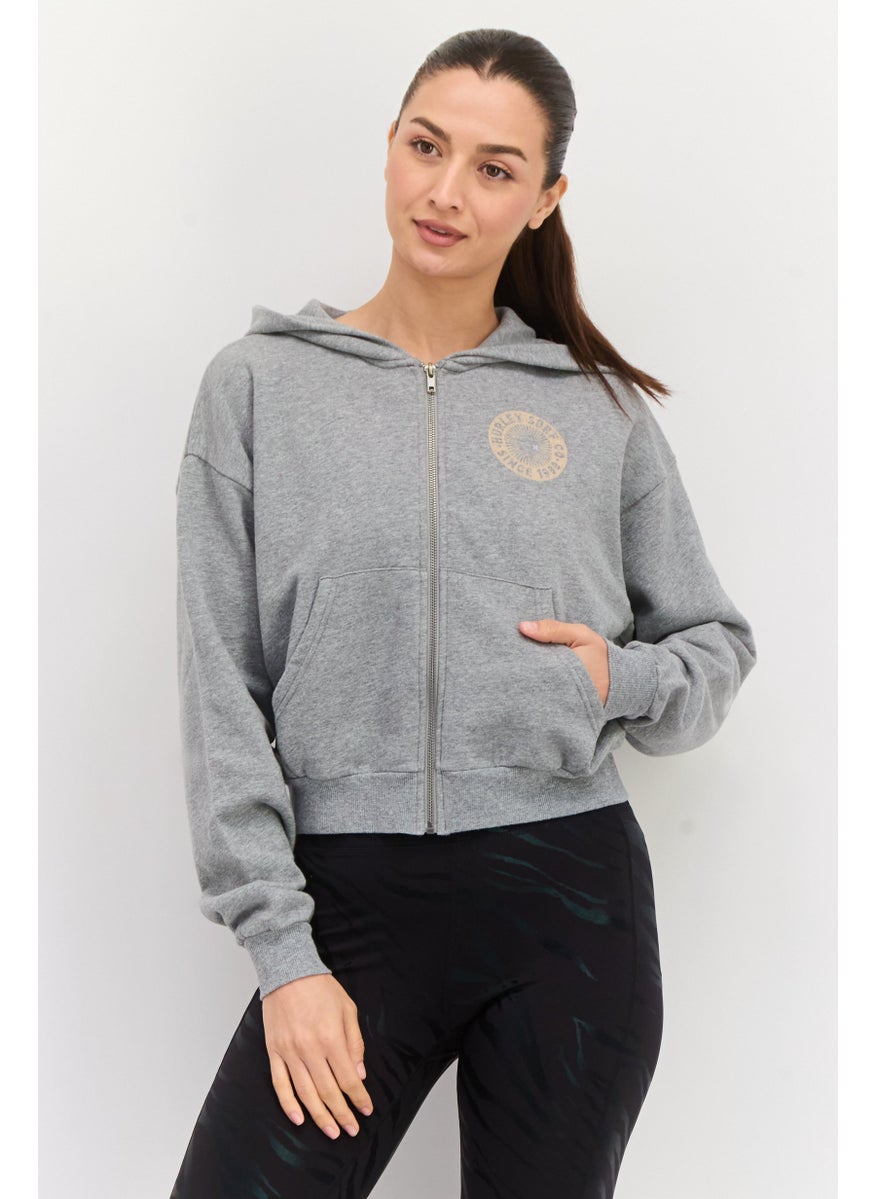 Women Sportswear Fit Long Sleeve Outdoor Hoodies, Grey