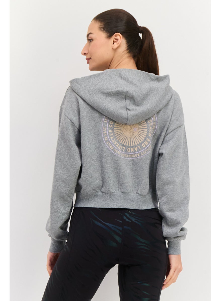 Women Sportswear Fit Long Sleeve Outdoor Hoodies, Grey