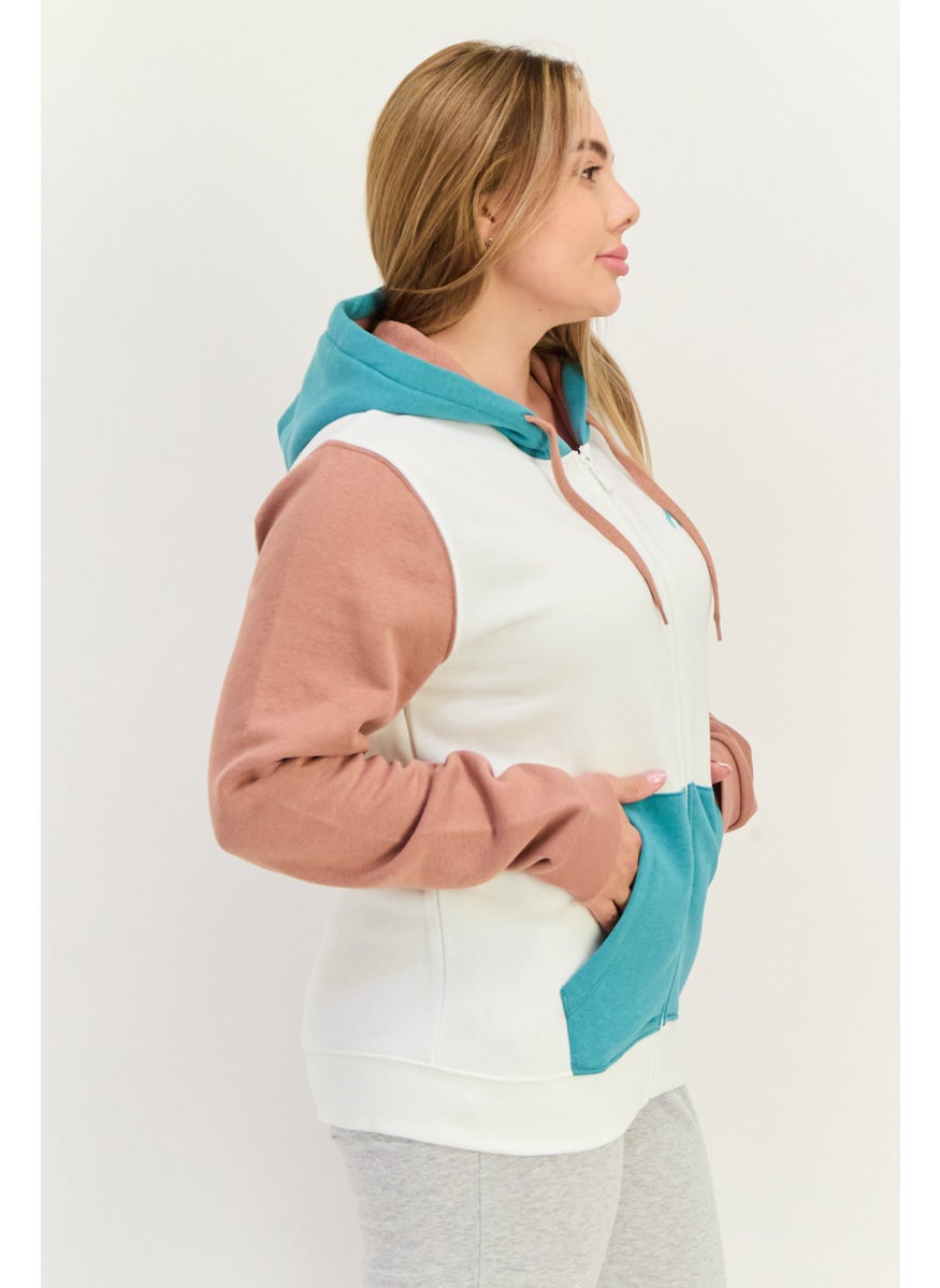 Women Sportswear Fit Long Sleeves Outdoor Sweatshirt, White Combo