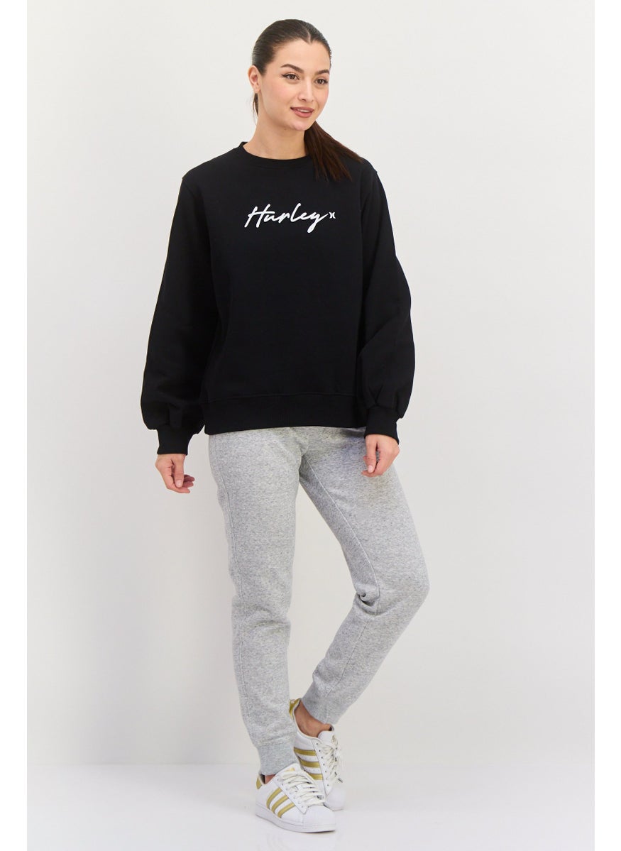 Women Sportswear Fit Long Sleeve Outdoor Sweatshirt, Black