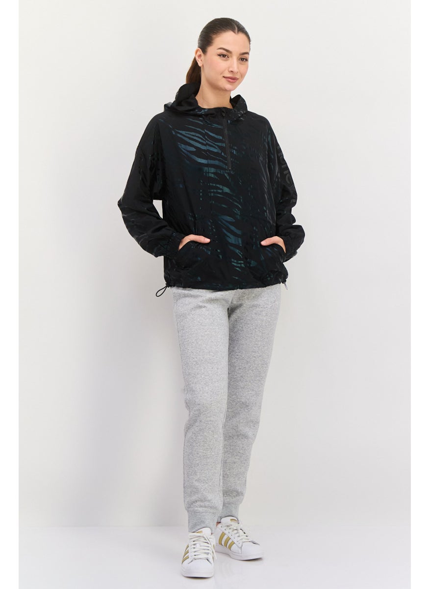 Women Sportswear Fit Half Zip Running Sweatshirt, Black