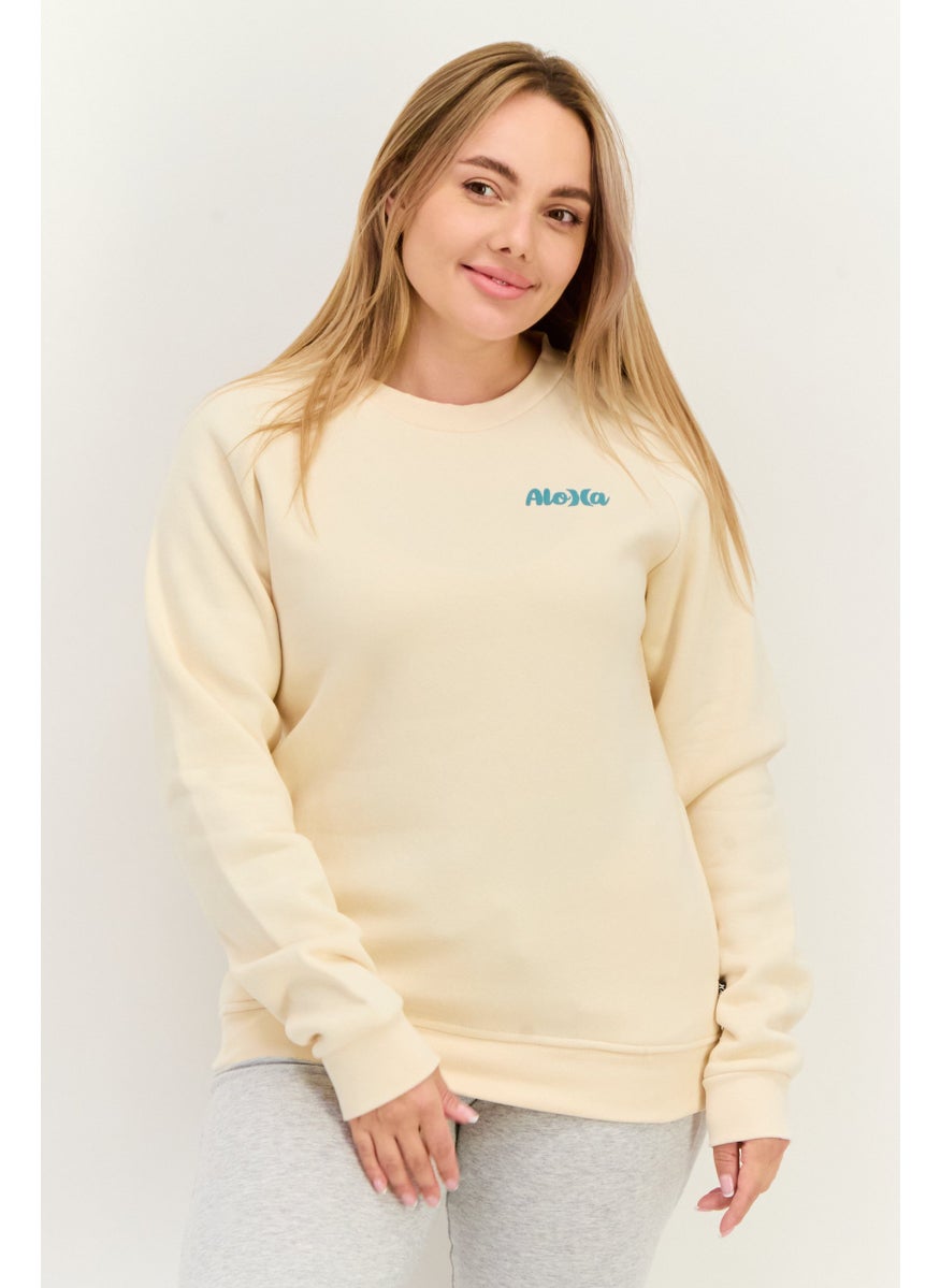 Women Sportswear Fit Long Sleeve Outdoor Sweatshirt, Beige