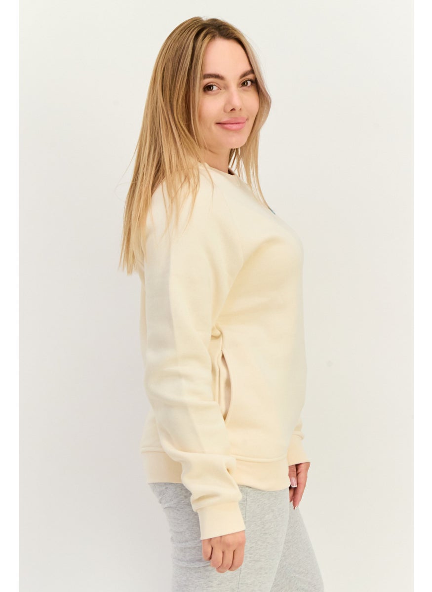 Women Sportswear Fit Long Sleeve Outdoor Sweatshirt, Beige