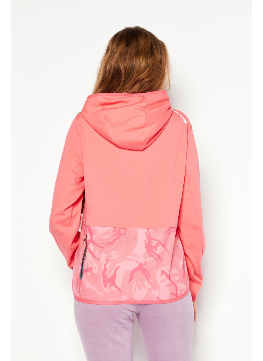Women Hooded Long Sleeves Brand Logo Sweatshirt, Pink