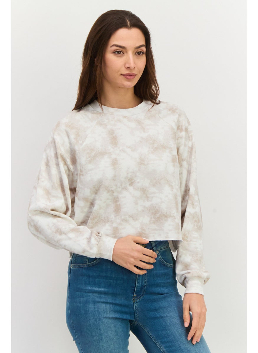 Women Crew Neck Tie Dye Sweatshirt, Multicolor