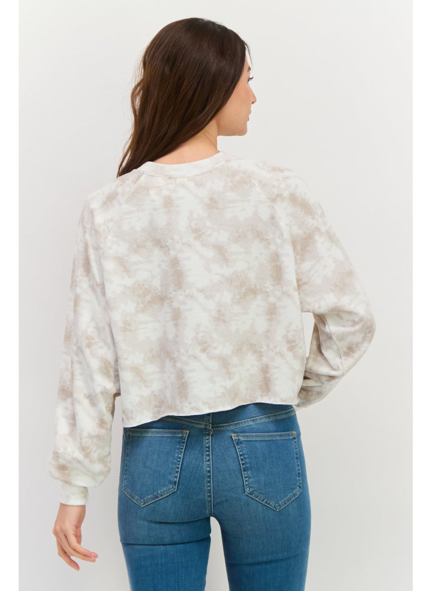 Women Crew Neck Tie Dye Sweatshirt, Multicolor