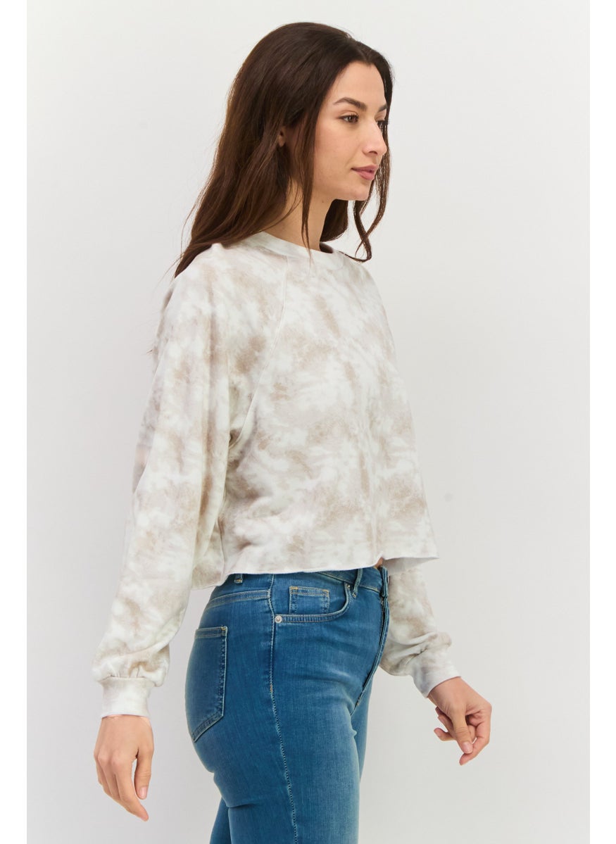 Women Crew Neck Tie Dye Sweatshirt, Multicolor