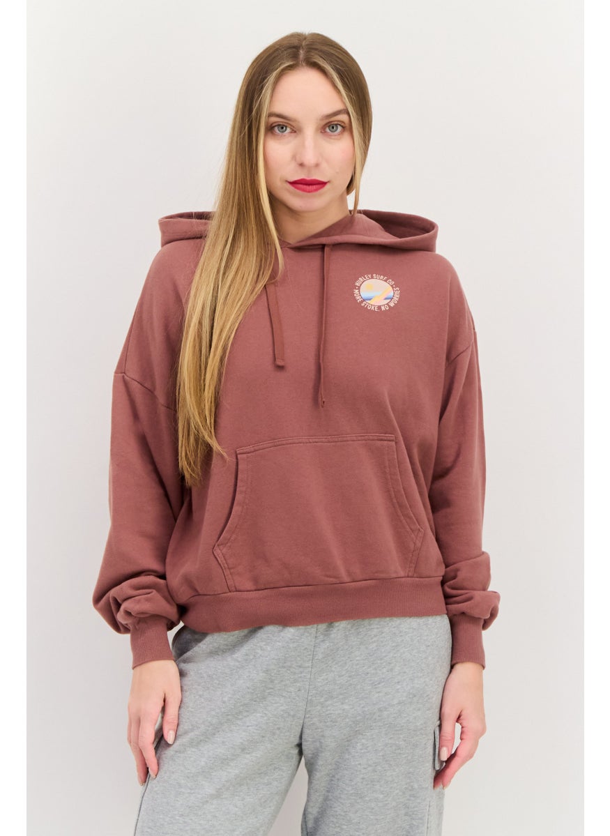 Women Sportswear Fit Long Sleeve Outdoor Sweatshirts, Dark Brown