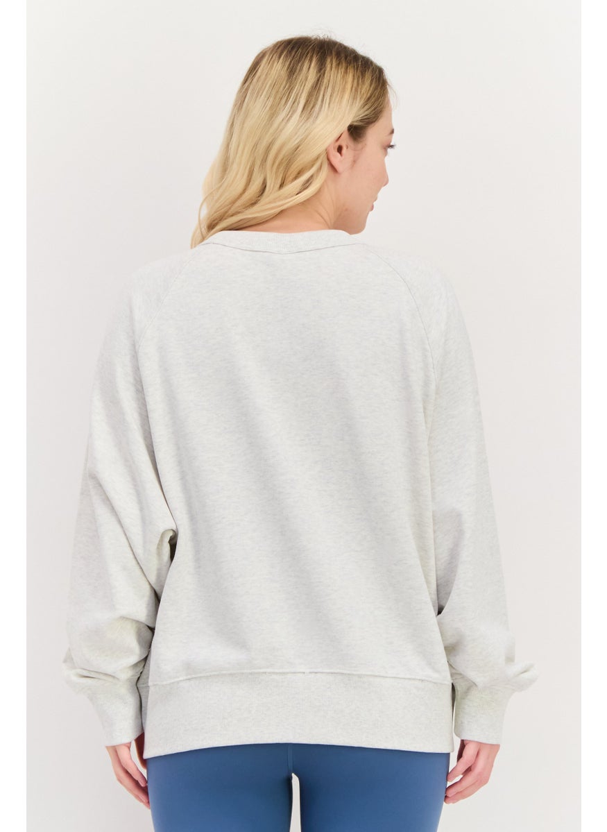 Women Sportswear Fit Long Sleeve Training Sweatshirt, Beige