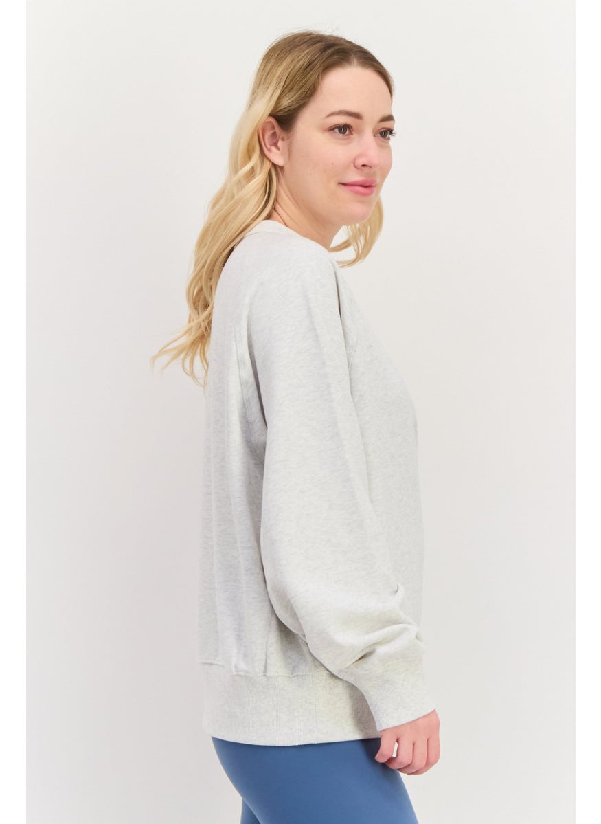 Women Sportswear Fit Long Sleeve Training Sweatshirt, Beige