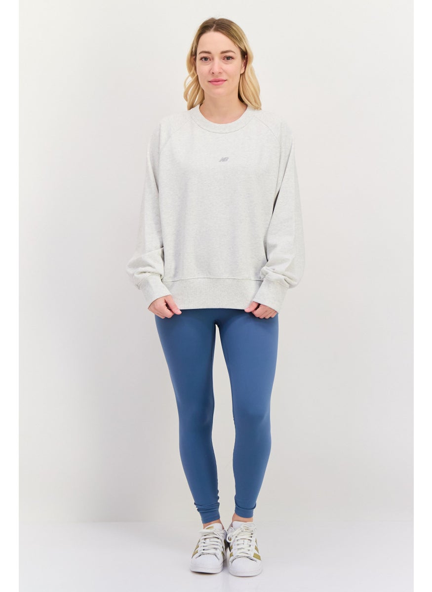 Women Sportswear Fit Long Sleeve Training Sweatshirt, Beige