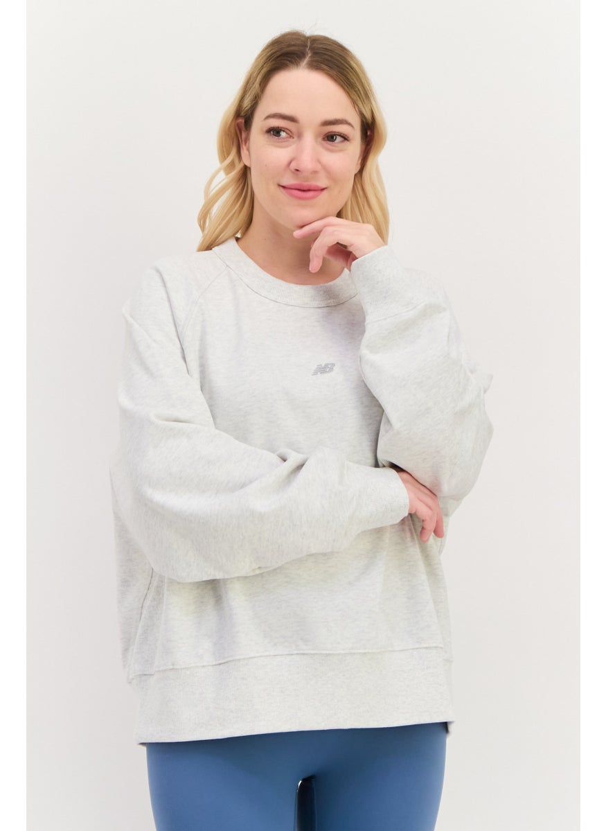 Women Sportswear Fit Long Sleeve Training Sweatshirt, Beige